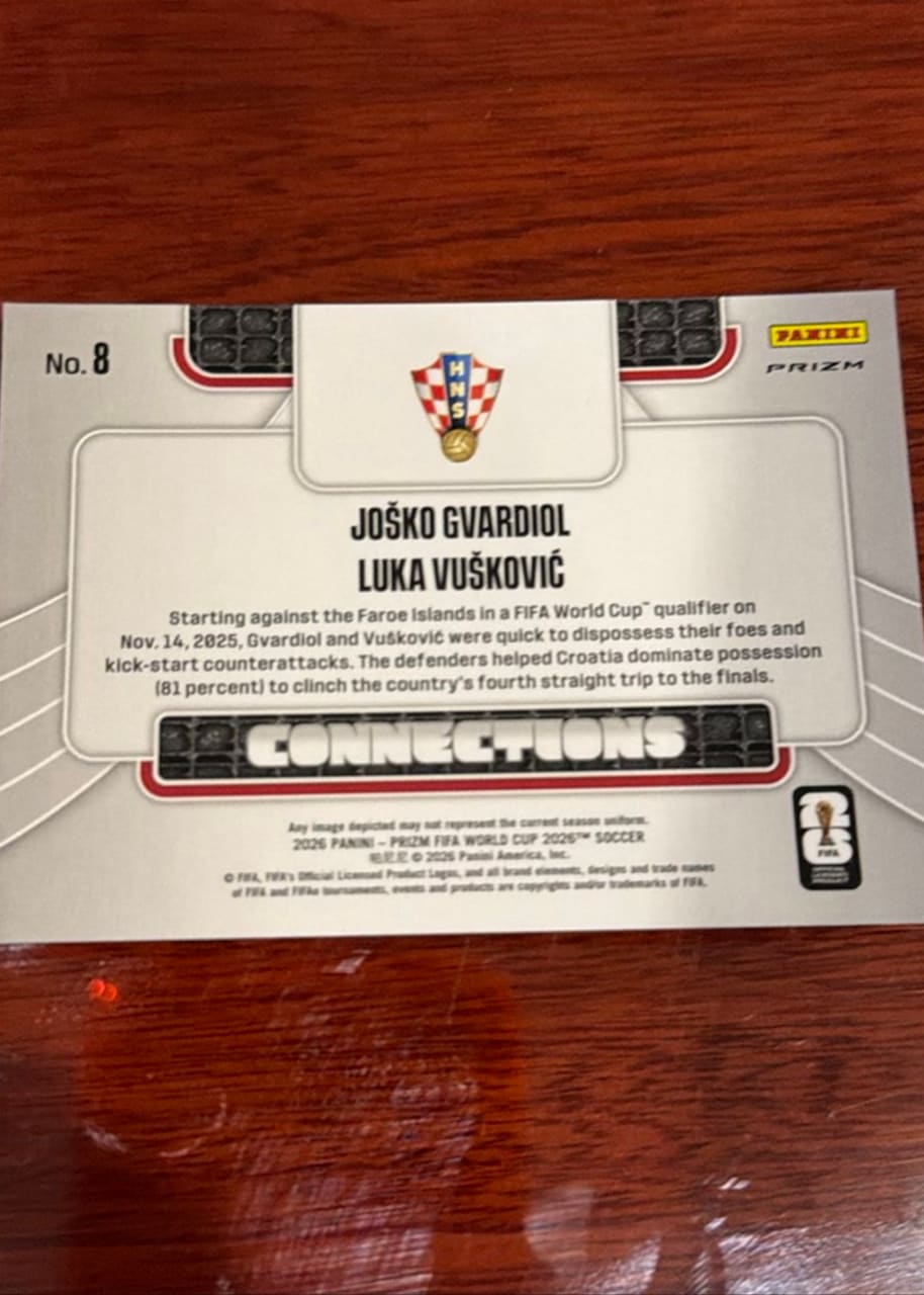 2026 Panini Prizm FIFA World Cup Soccer Jošķo Gvardiol, Luka Vušković, foto 2